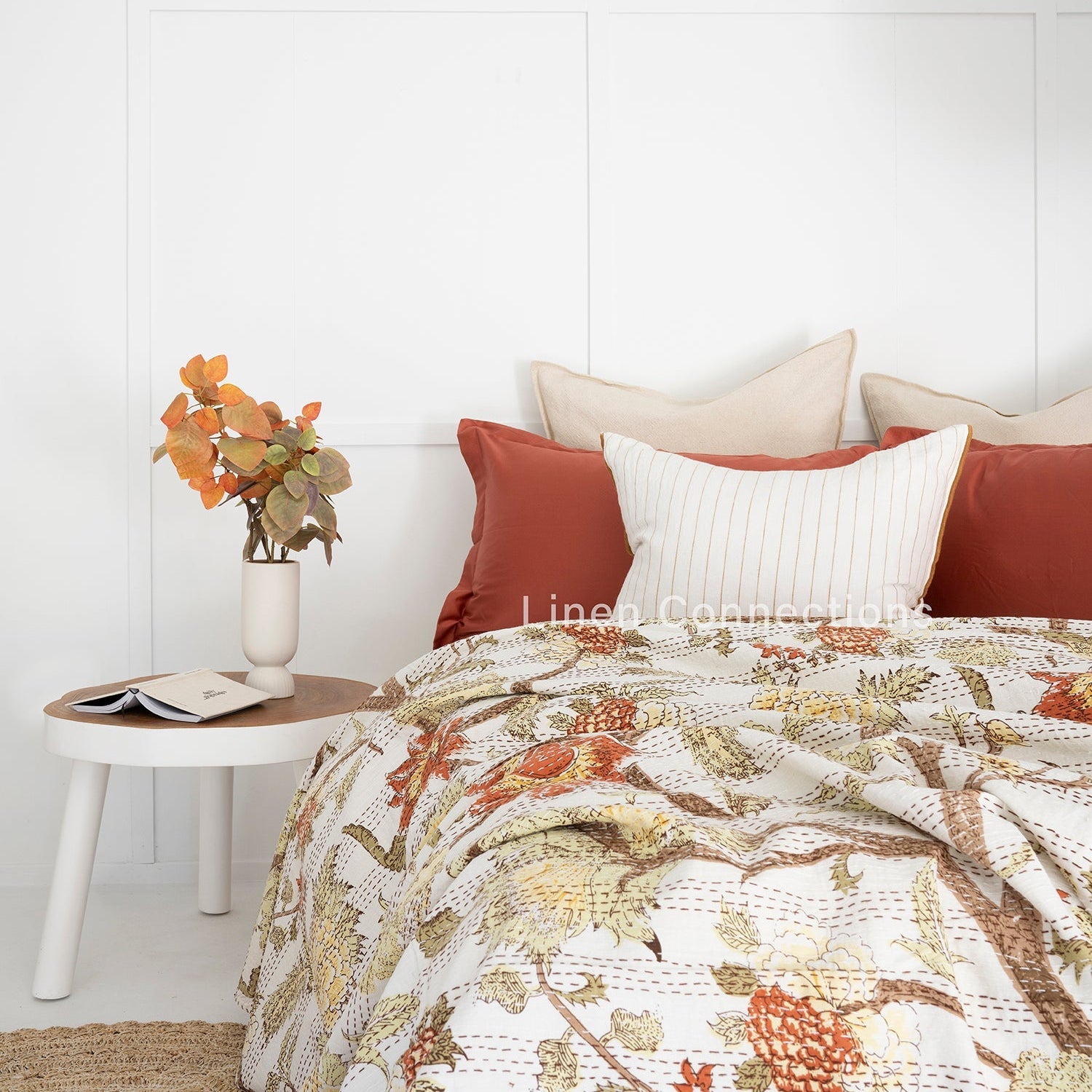 Linen Connections Indian Kantha Quilt - Spiritual Tree