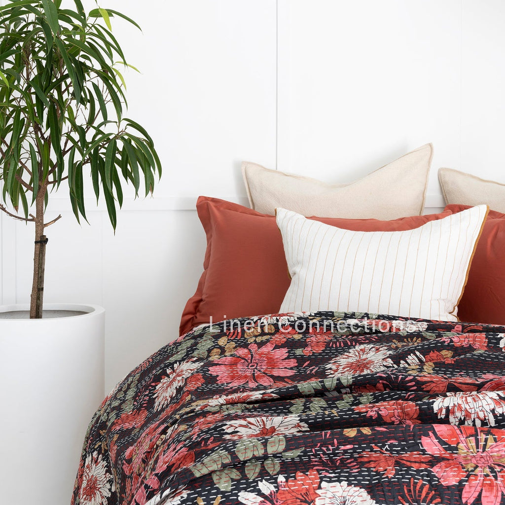 Linen Connections Indian Kantha Quilt - Meadows
