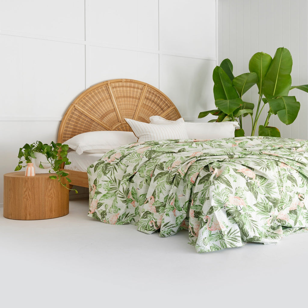 Linen Connections Indian Kantha Quilt - Flamingo