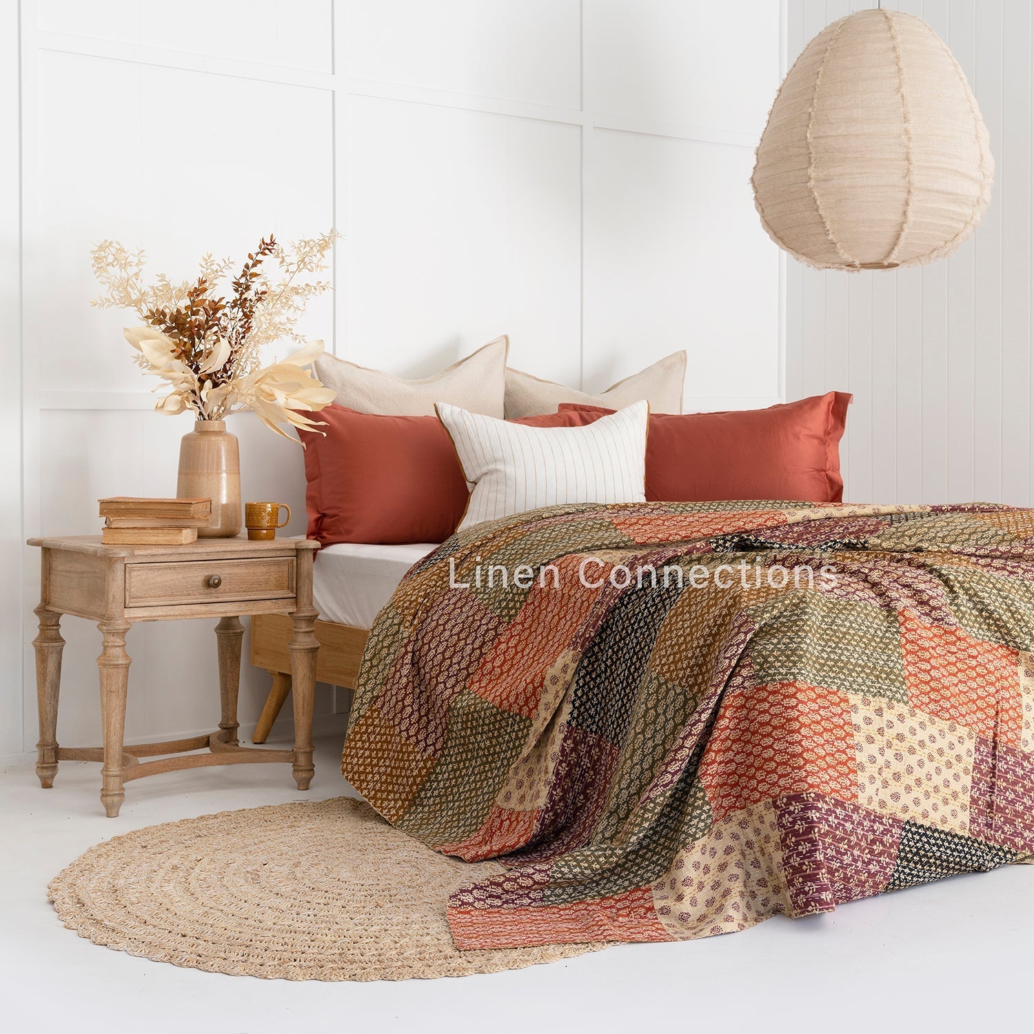 Linen Connections Indian Kantha Quilt - Mixed Signals