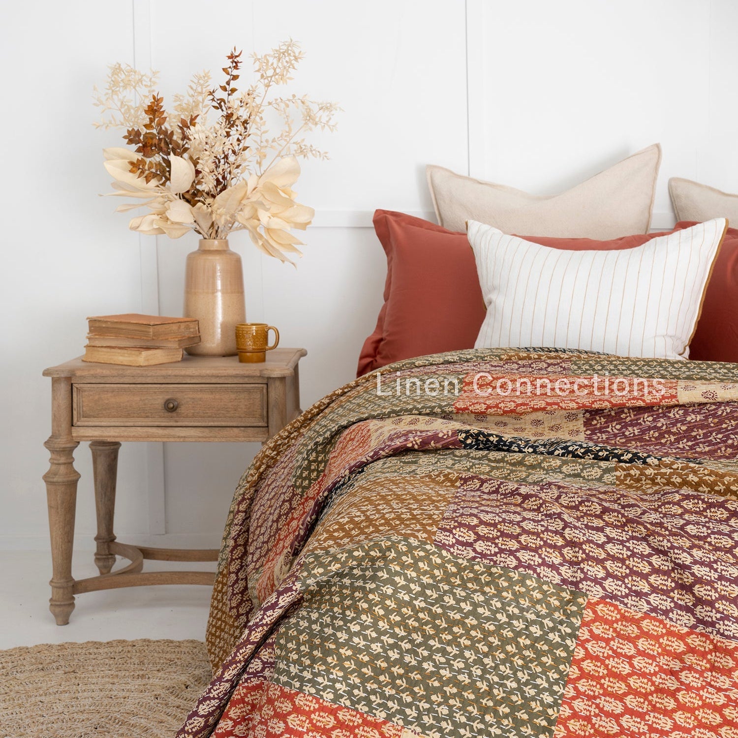 Linen Connections Indian Kantha Quilt - Mixed Signals