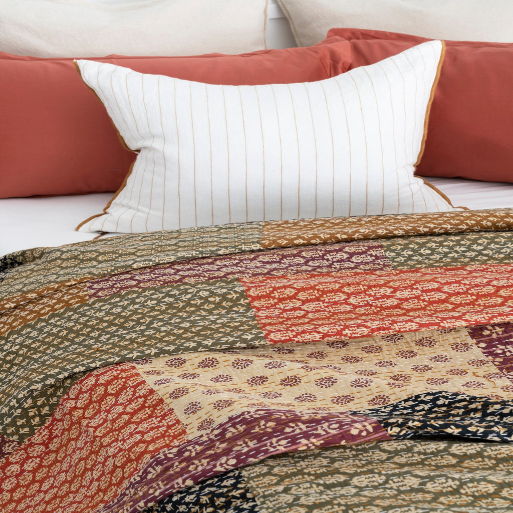 Linen Connections Indian Kantha Quilt - Soft Harmony