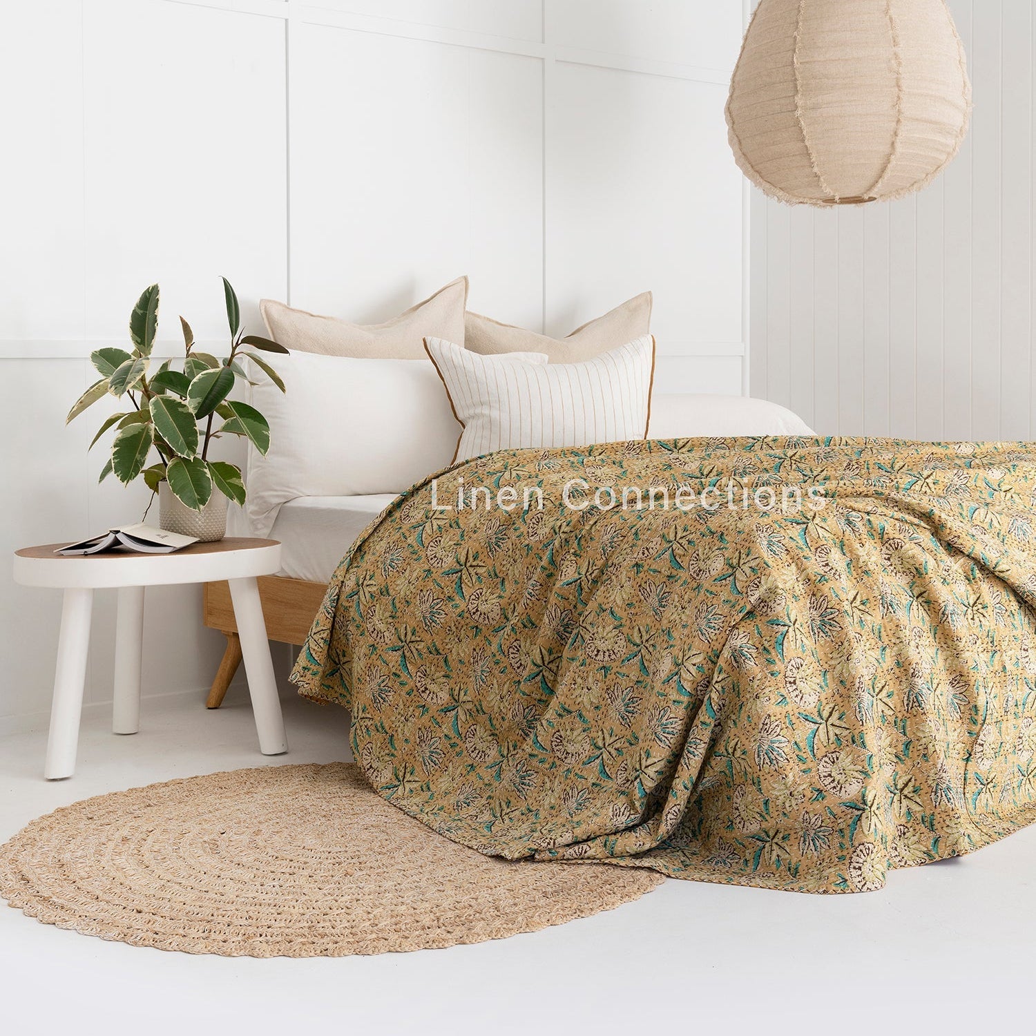 Linen Connections Indian Kantha Quilt - Citrus