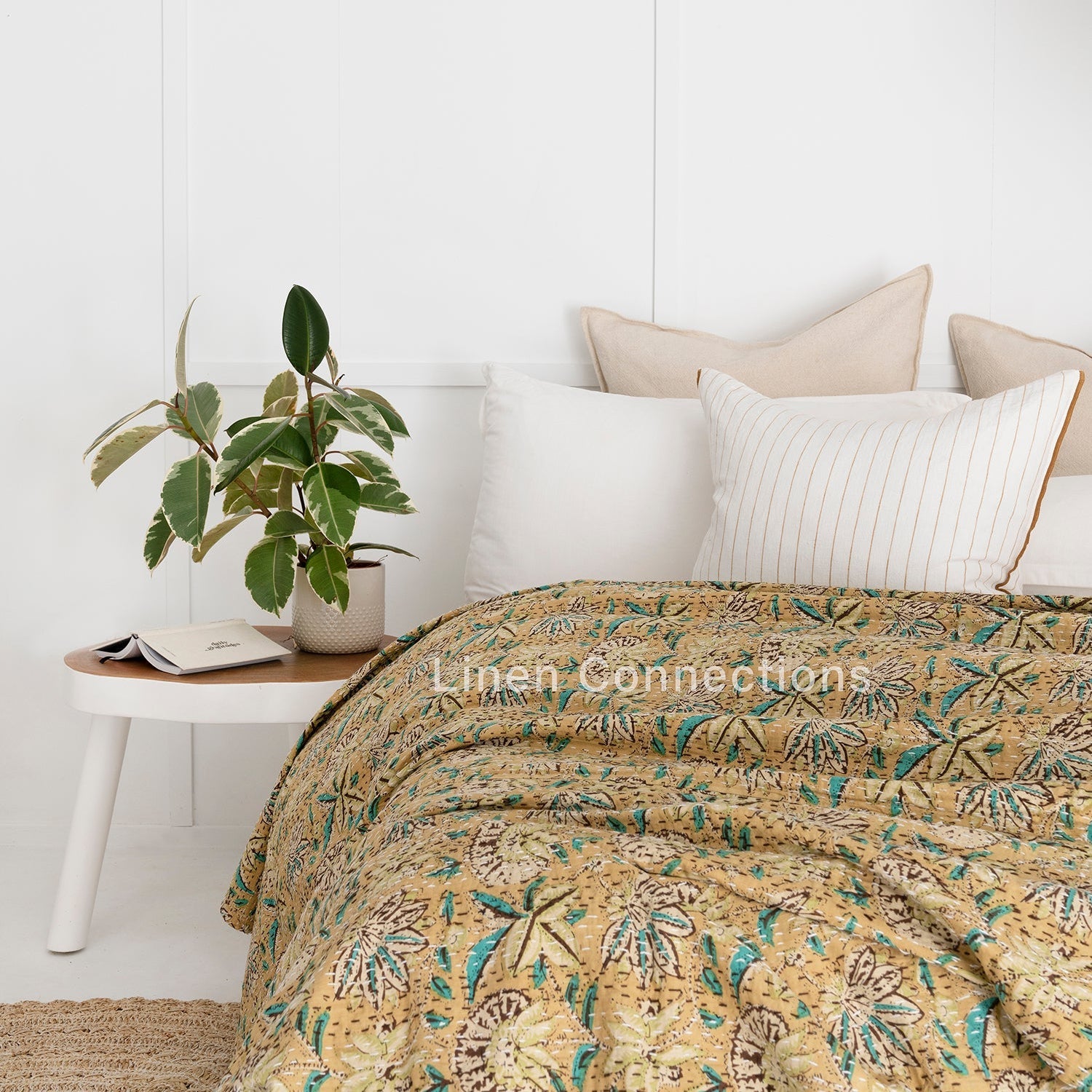 Linen Connections Indian Kantha Quilt - Citrus