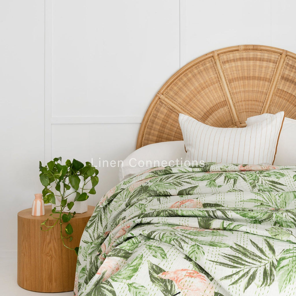 Linen Connections Indian Kantha Quilt - Flamingo