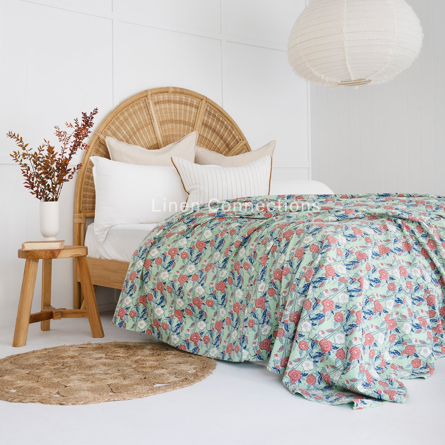 Linen Connections Indian Kantha Quilt - Blue Heaven