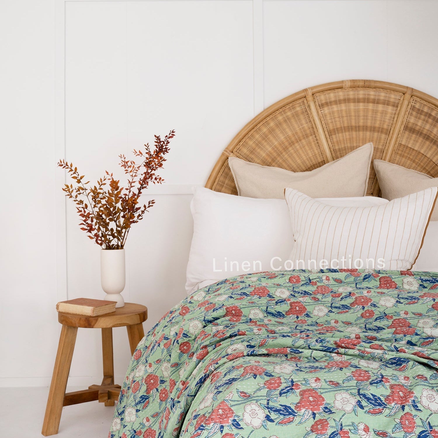 Linen Connections Indian Kantha Quilt - Blue Heaven