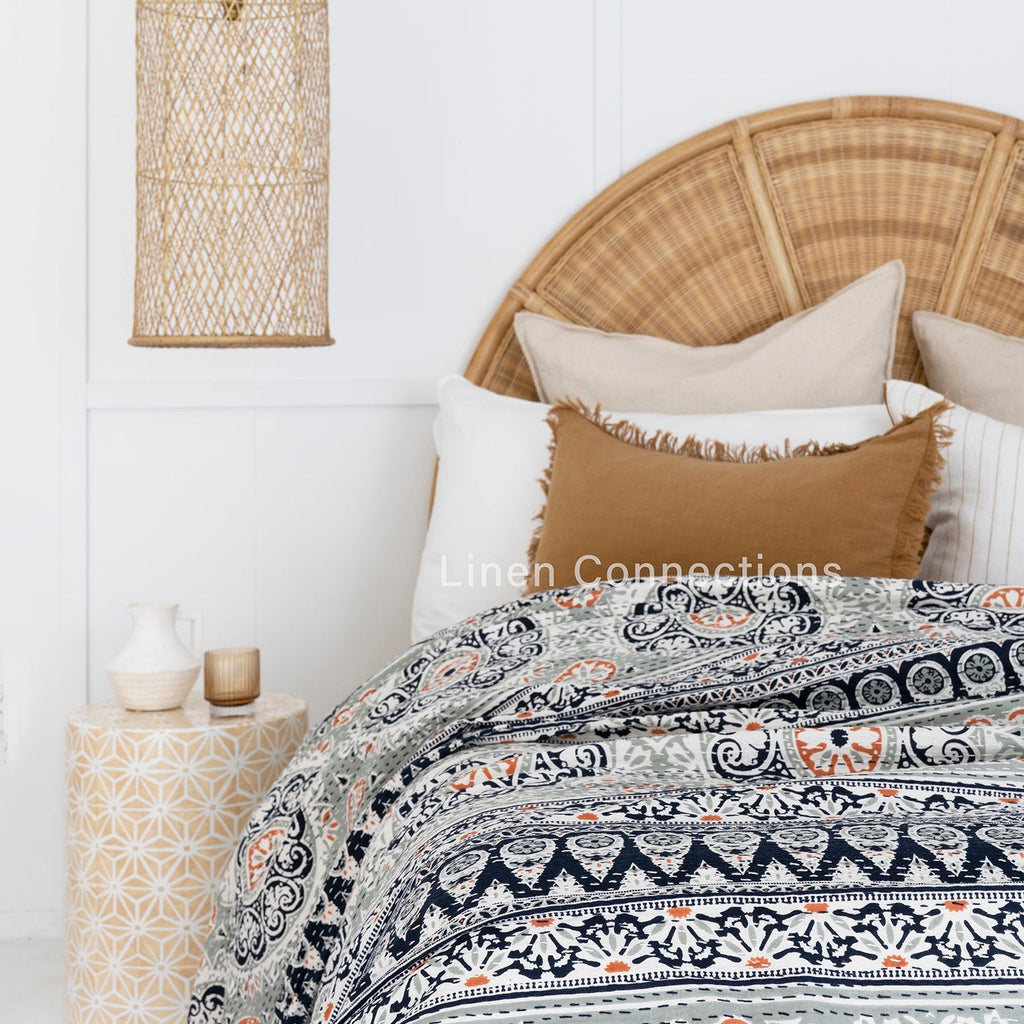 Linen Connections Indian Kantha Quilt - Sapphire