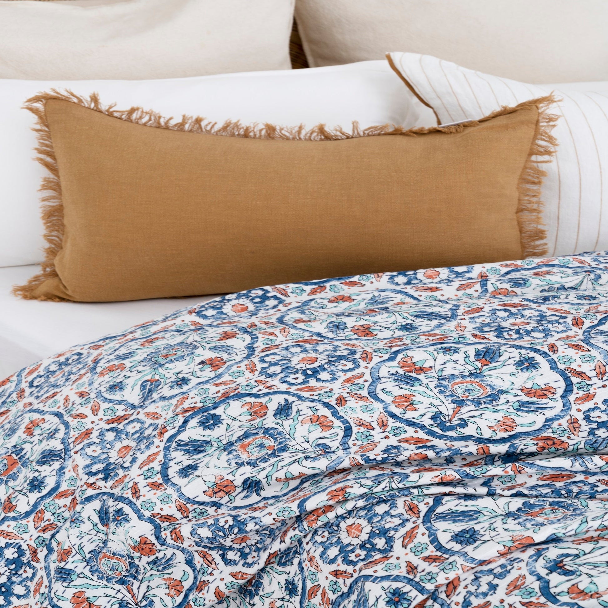 Linen Connections Indian Kantha Quilt - Blue Wish
