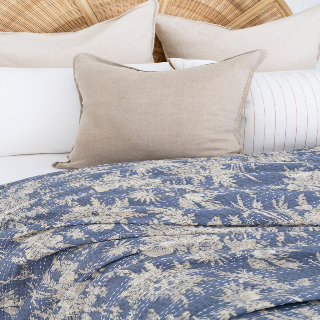 Linen Connections Indian Kantha Quilt - Blue Serene