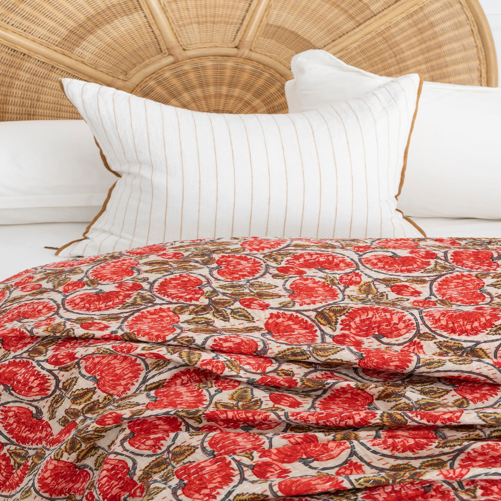 Linen Connections Indian Kantha Quilt - Red Chic