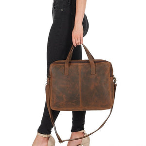 Leather Bag, Laptop Briefcase - Rustic Full Grain