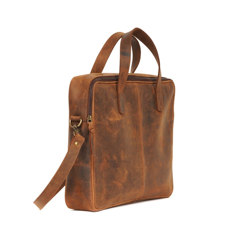 Leather Bag, Laptop Briefcase - Rustic Full Grain