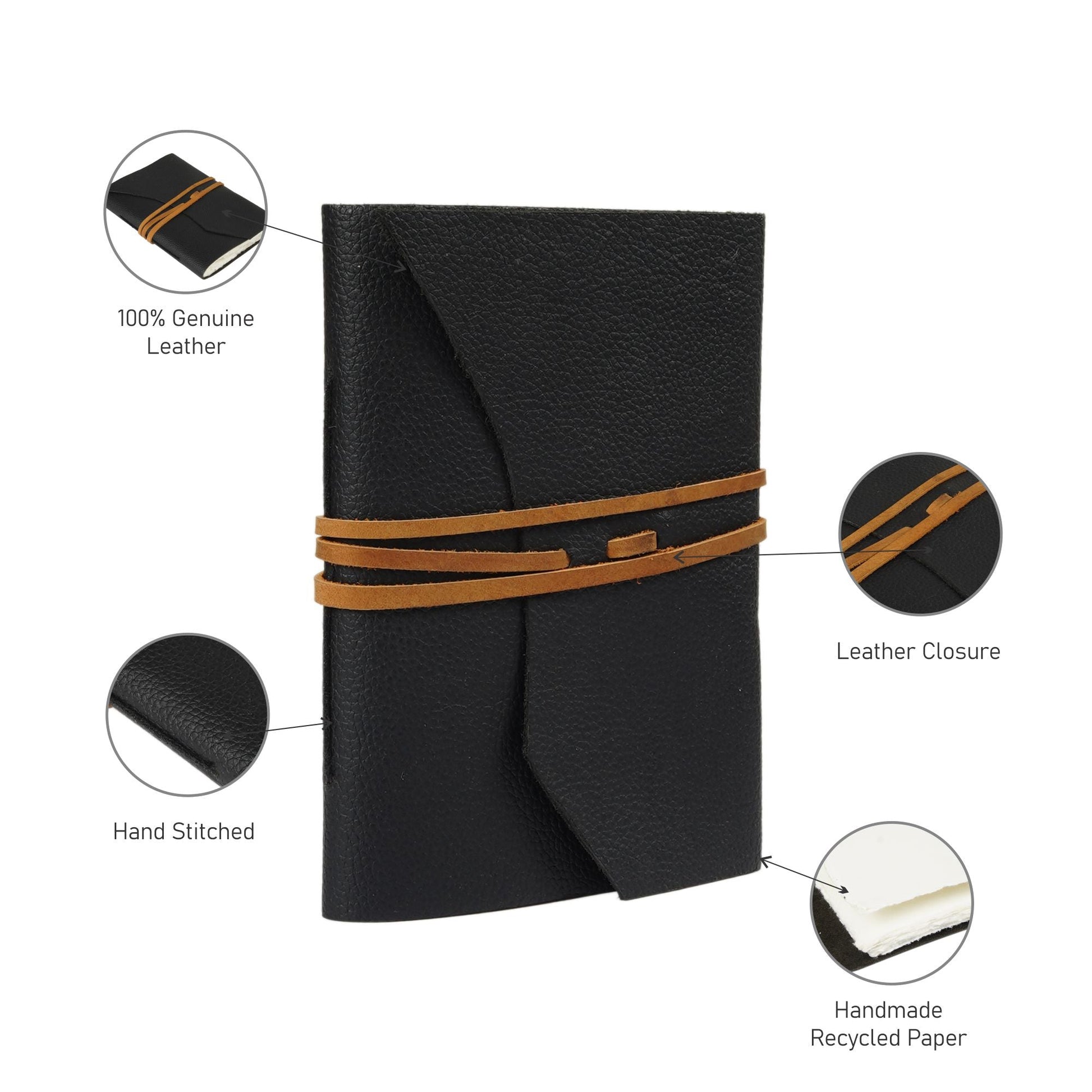 Vintage Leather Journal - Black Resistance