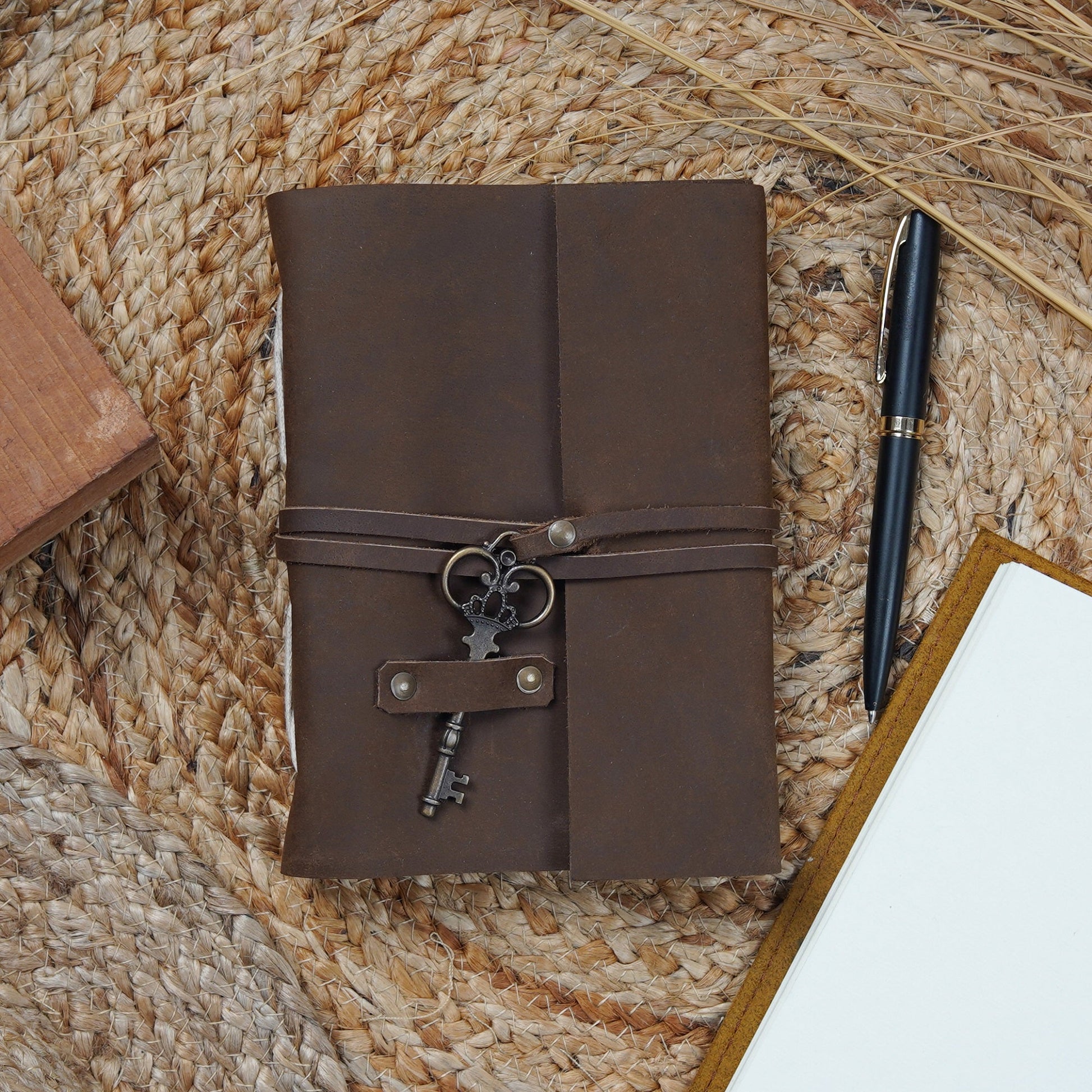 Vintage Leather Journal - Key to Paradise