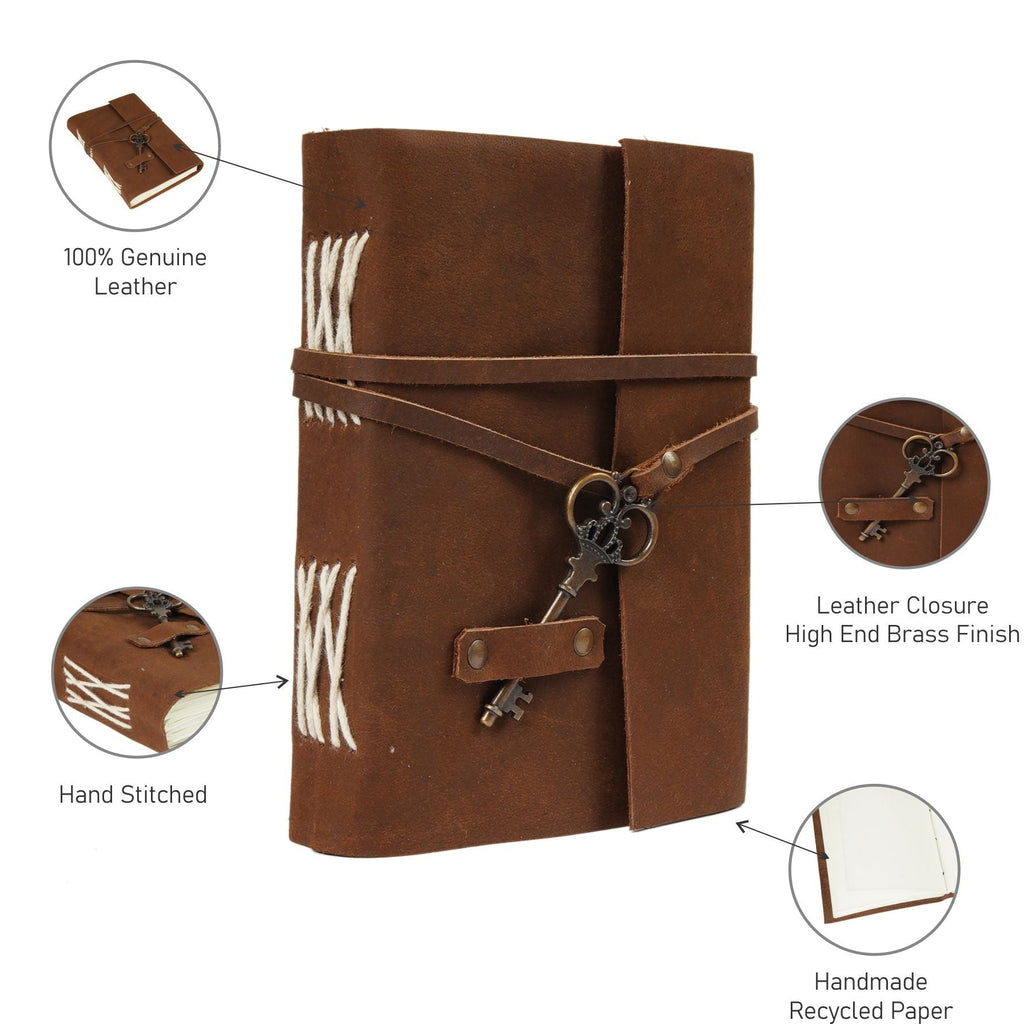 Vintage Leather Journal - Key to Paradise