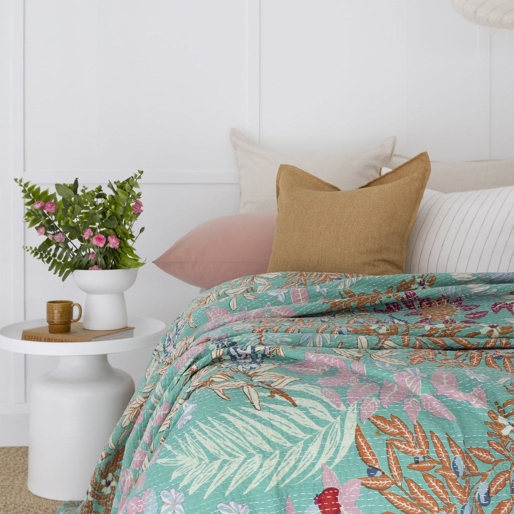 Indian Kantha Quilt Blanket Bedspread Throw Duvet - Isaac