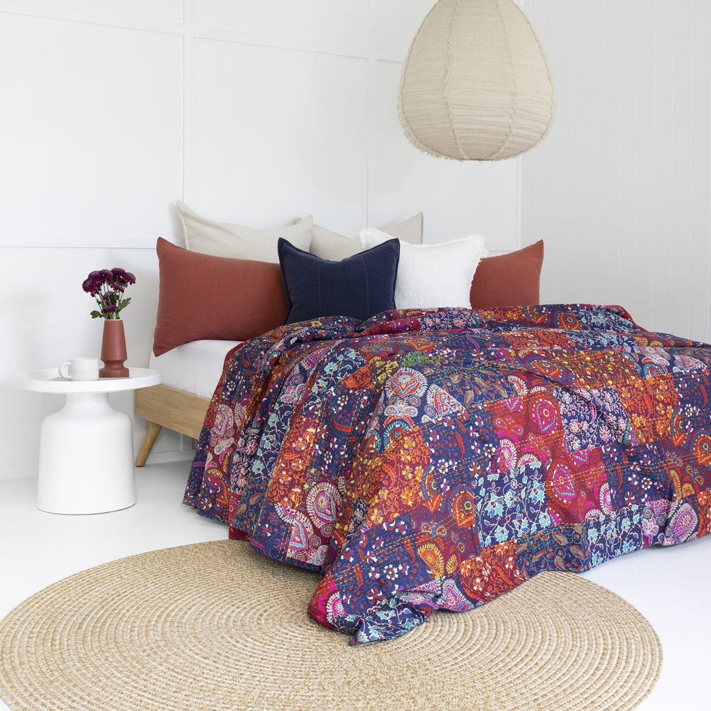 Indian Kantha Quilt Blanket Bedspread Throw Duvet - Cecilia