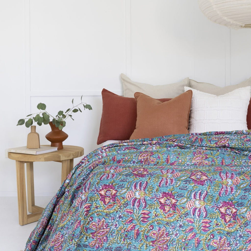 Indian Kantha Quilt Blanket Bedspread Throw Duvet - Earl