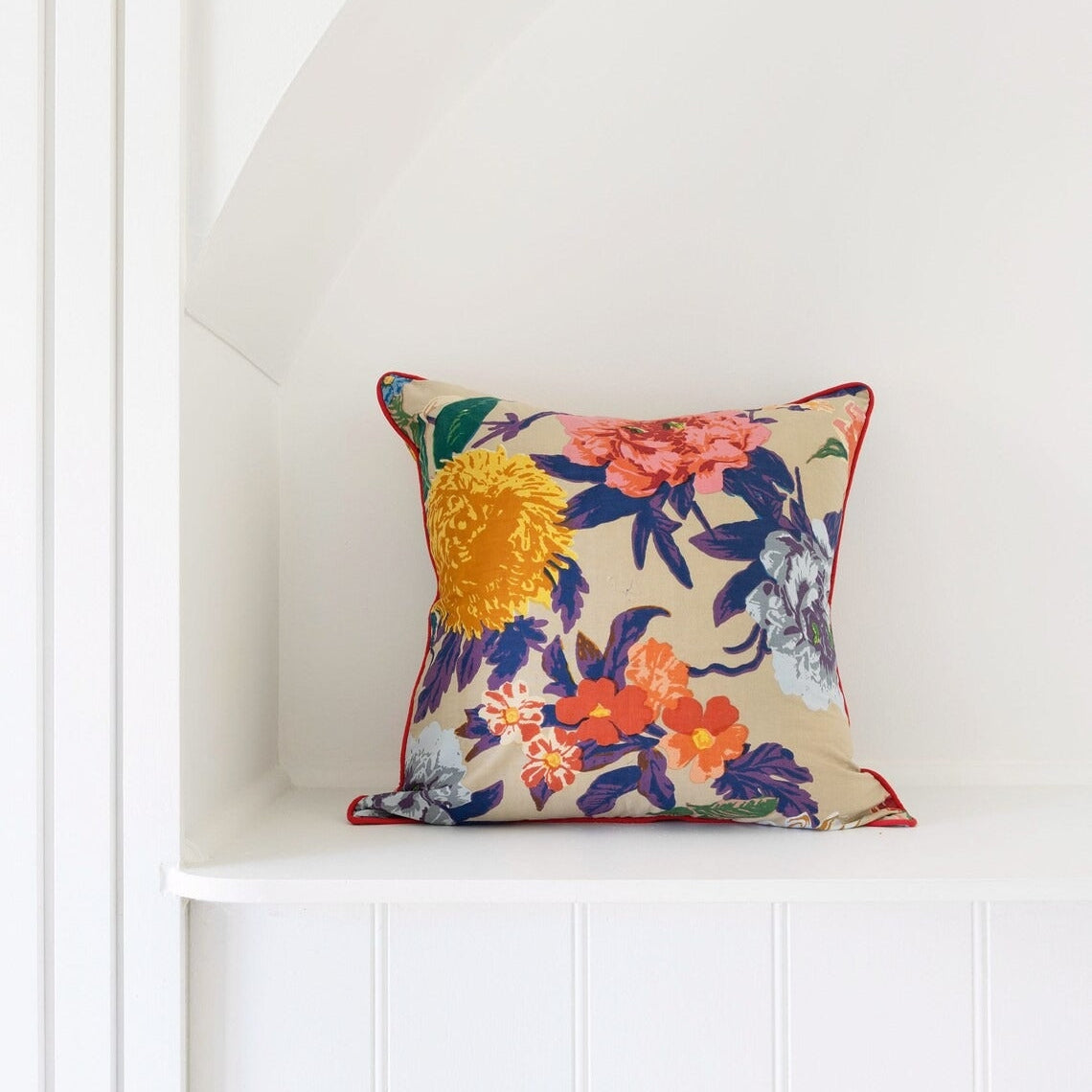 Mexican Frida Floral Cushion Cover - Beige Anthro Floral