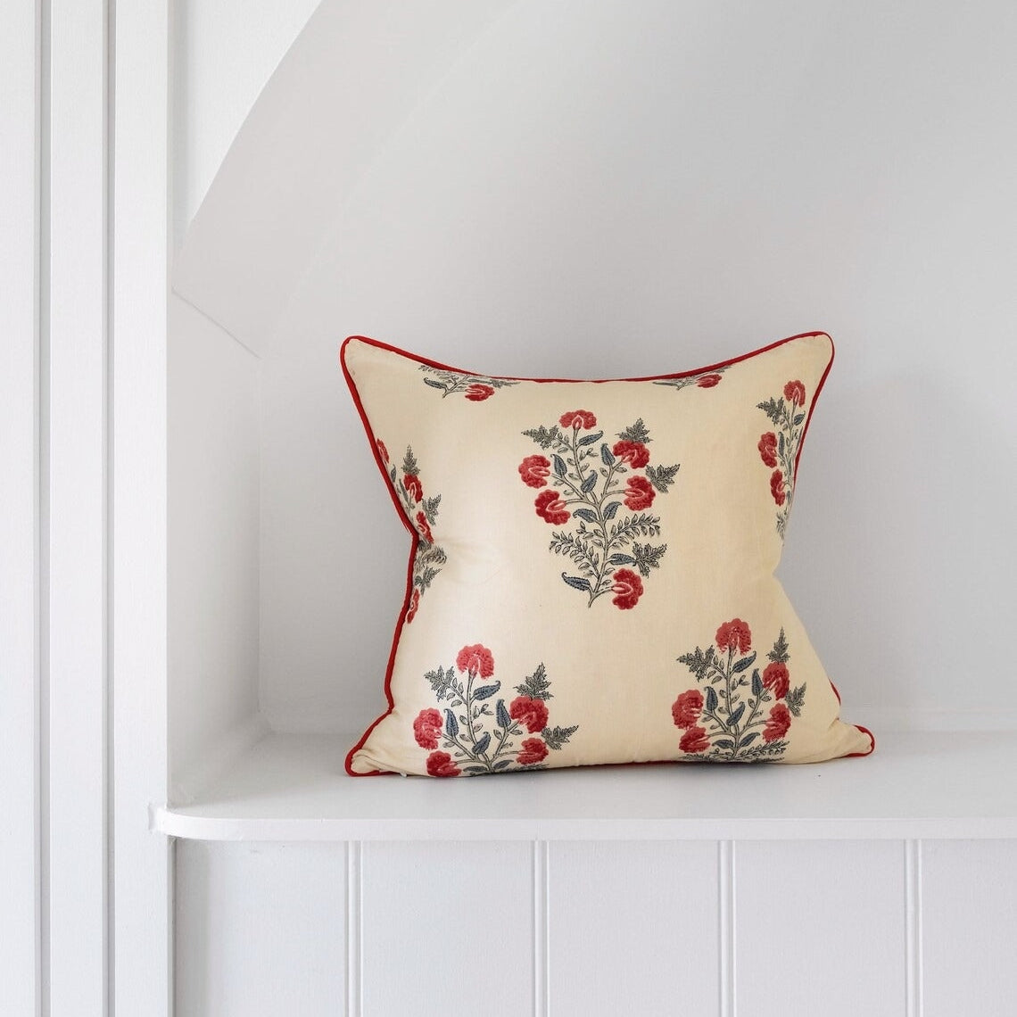 Mexican Frida Floral Cushion Cover - White Garden Bloom