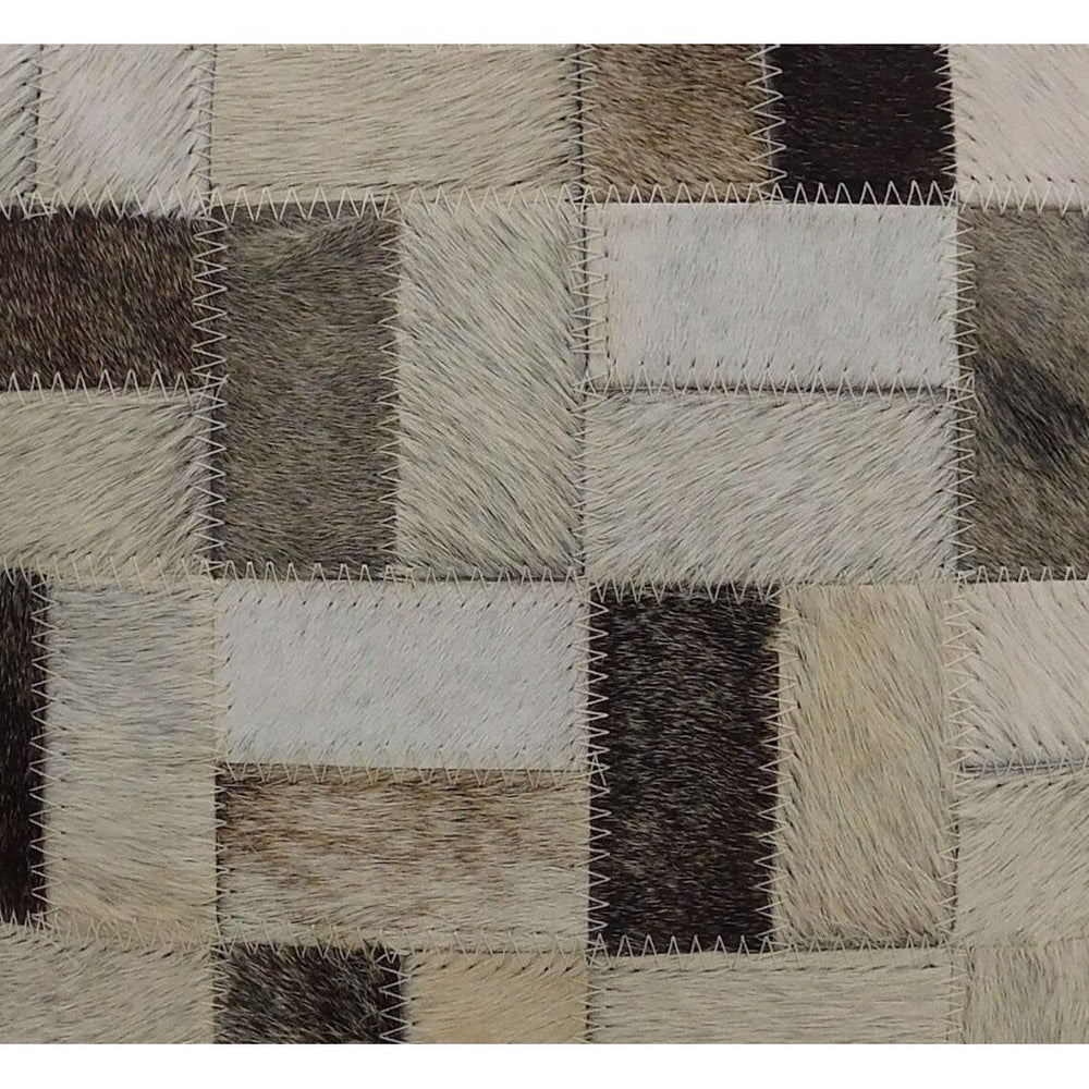 Neutral Cowhide Cushion Cover 40x40cm | Leather Checkerboard