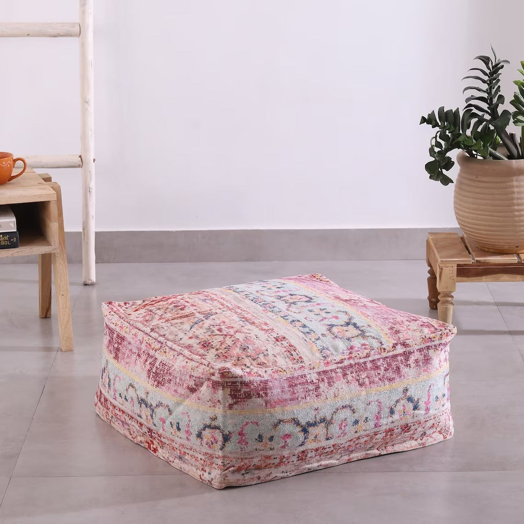 Moroccan Ottoman Cushion Cover, Pouf, Footstool - Turkish Kilim