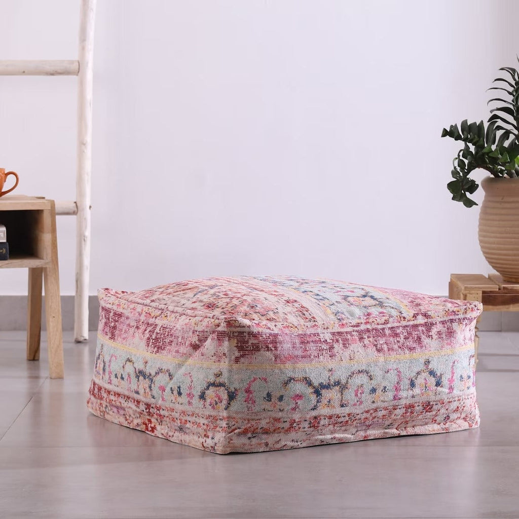 Moroccan Ottoman Cushion Cover, Pouf, Footstool - Turkish Kilim
