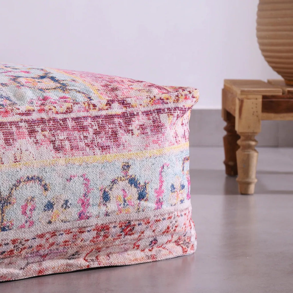 Moroccan Ottoman Cushion Cover, Pouf, Footstool - Turkish Kilim