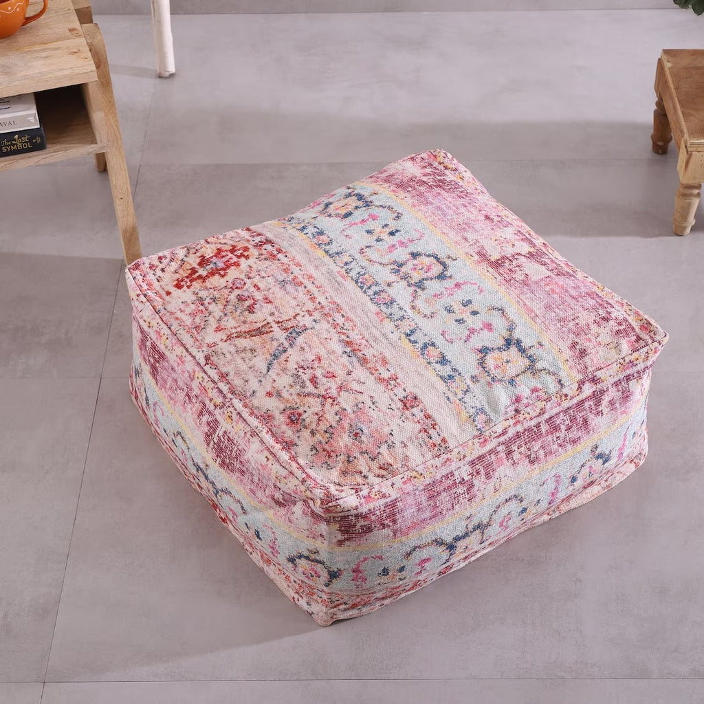 Moroccan Ottoman Cushion Cover, Pouf, Footstool - Turkish Kilim