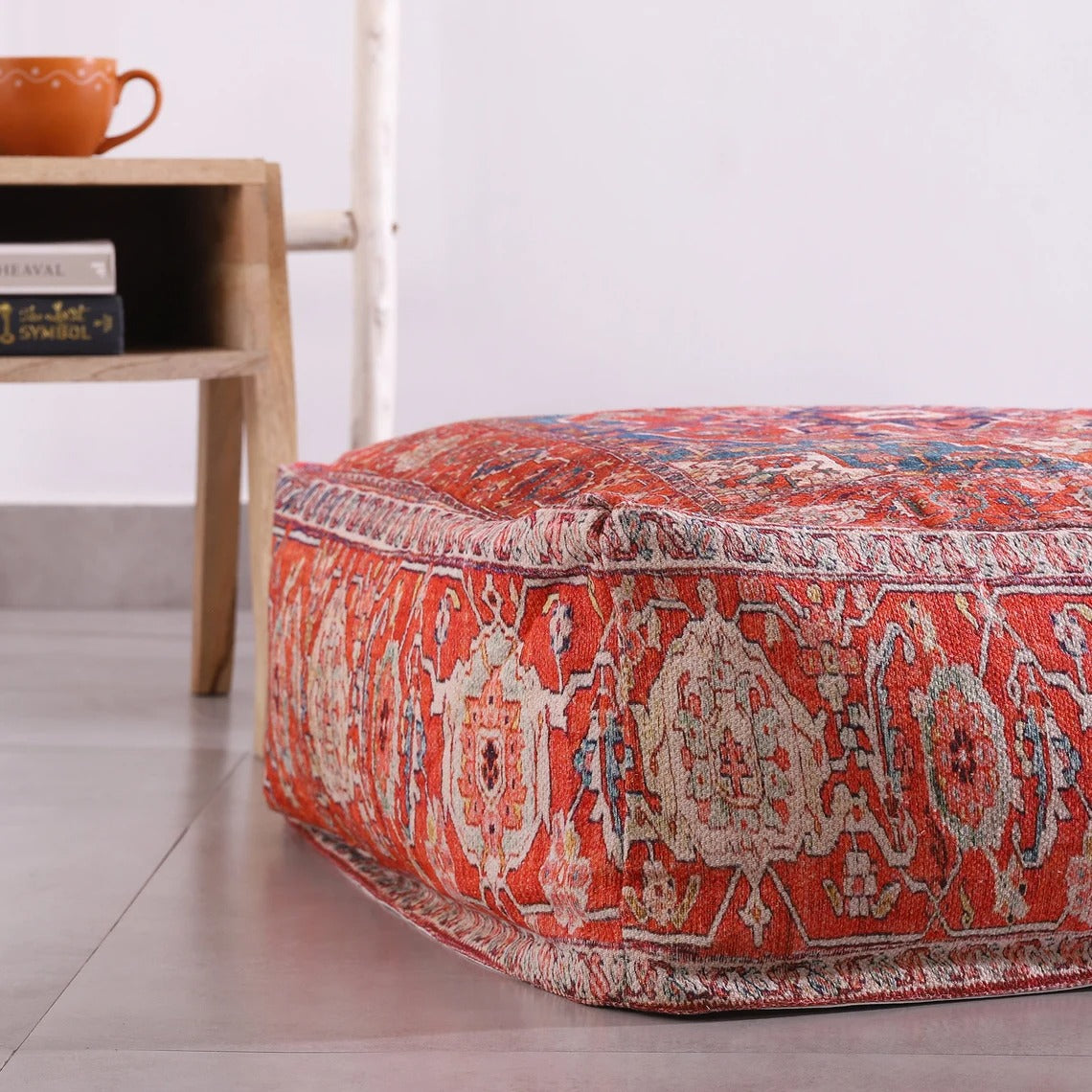 Moroccan Ottoman Cushion Cover, Pouf, Footstool - Red Turkish