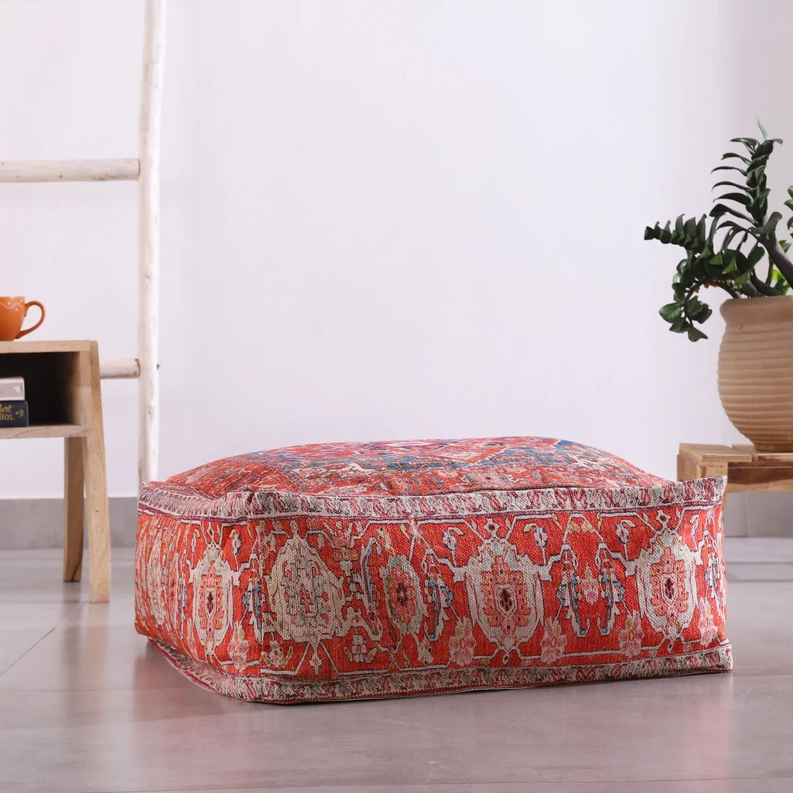 Moroccan Ottoman Cushion Cover, Pouf, Footstool - Red Turkish
