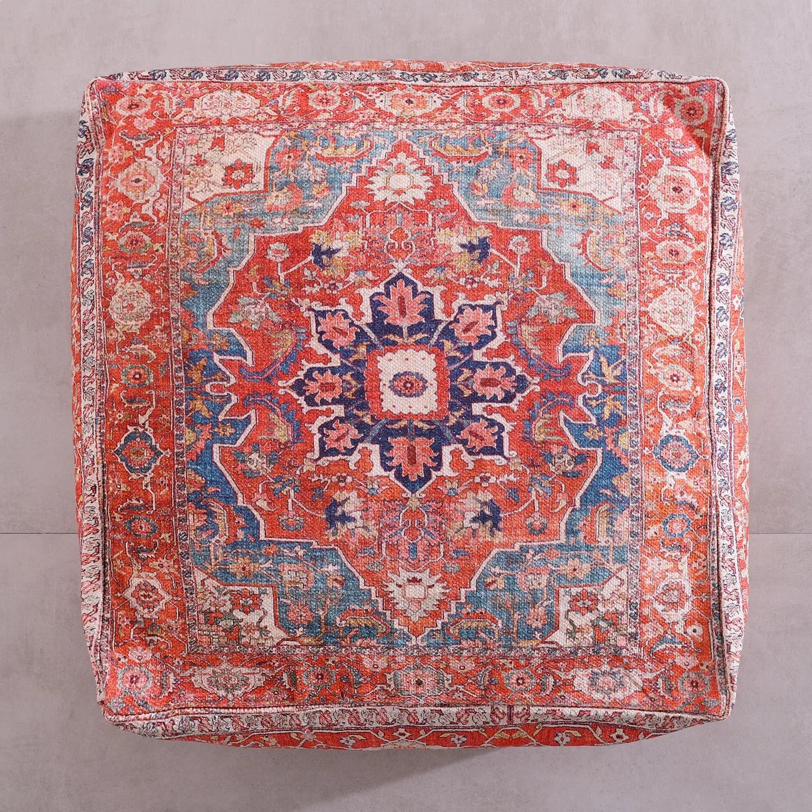Moroccan Ottoman Cushion Cover, Pouf, Footstool - Red Turkish
