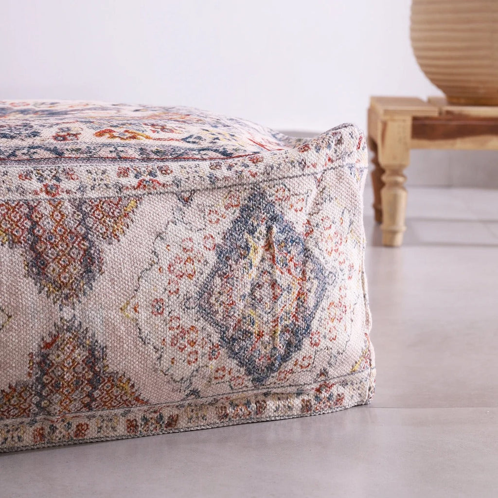 Moroccan Ottoman Cushion Cover, Pouf - Bosphorus Breeze