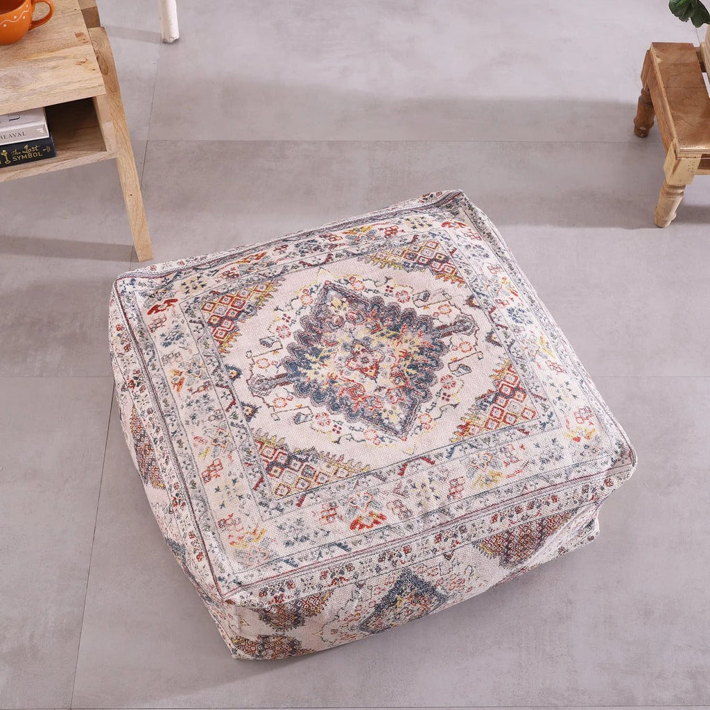 Moroccan Ottoman Cushion Cover, Pouf - Bosphorus Breeze