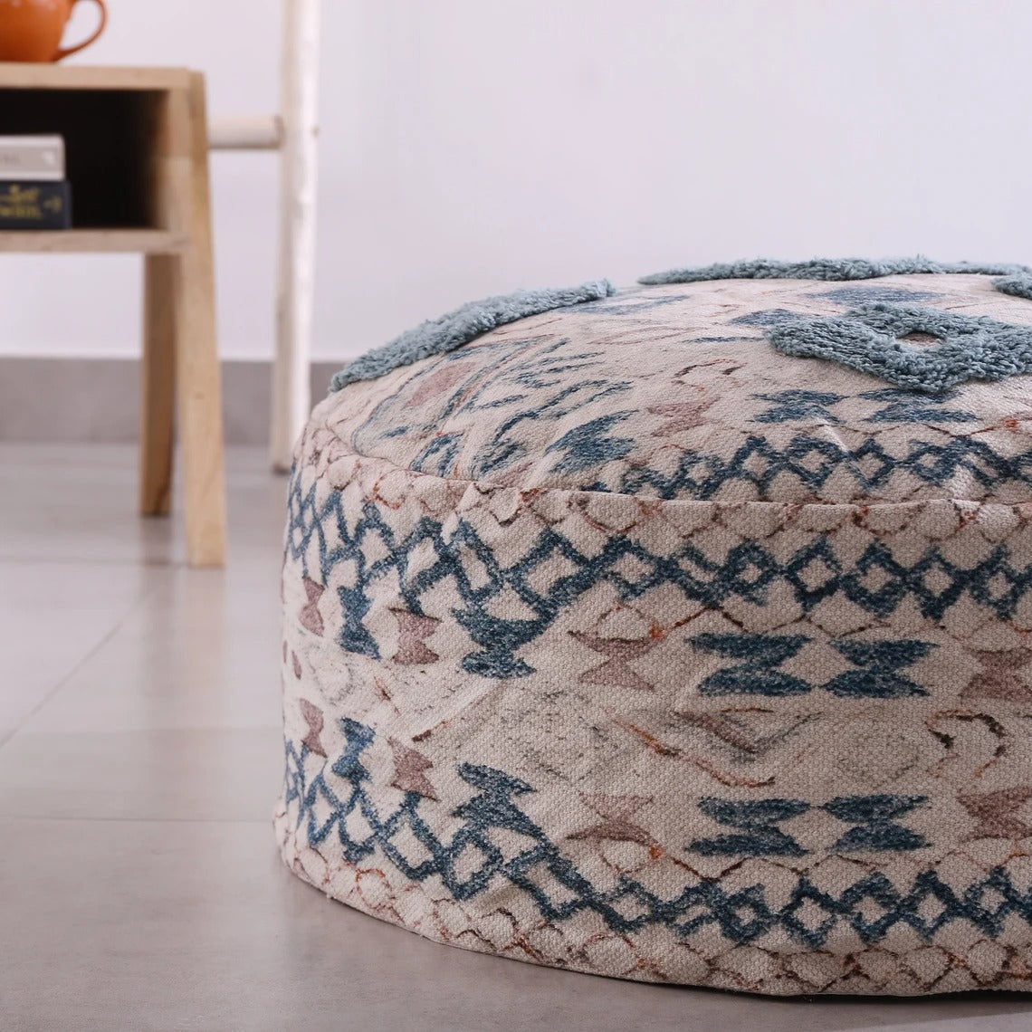 Moroccan Ottoman Cushion Cover, Pouf, Footstool - Azure Nights