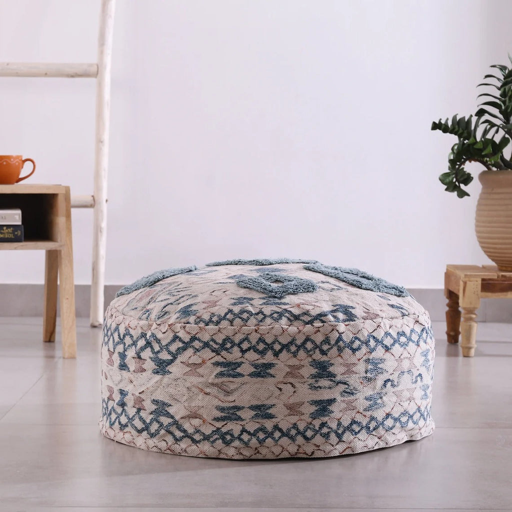 Moroccan Ottoman Cushion Cover, Pouf, Footstool - Azure Nights