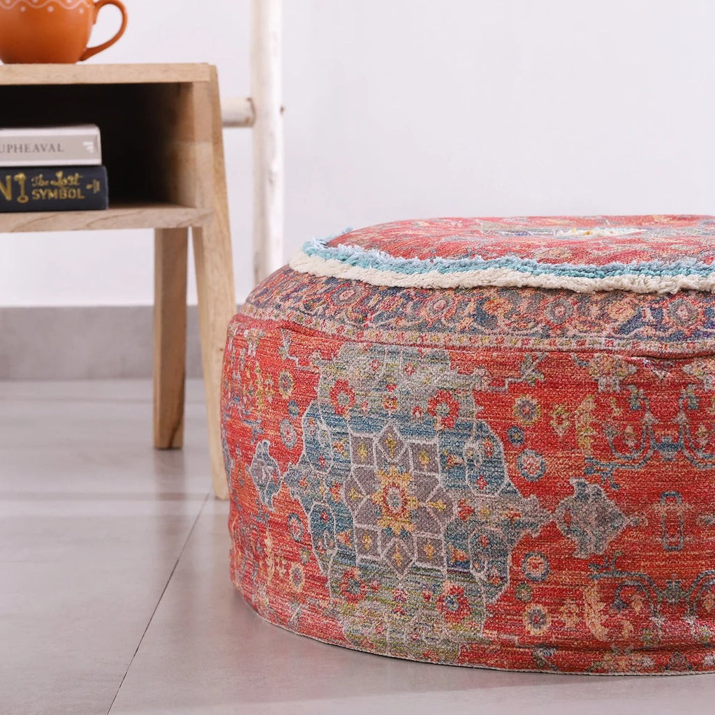 Moroccan Ottoman Cushion Cover, Pouf, Footstool - Istanbul Reds