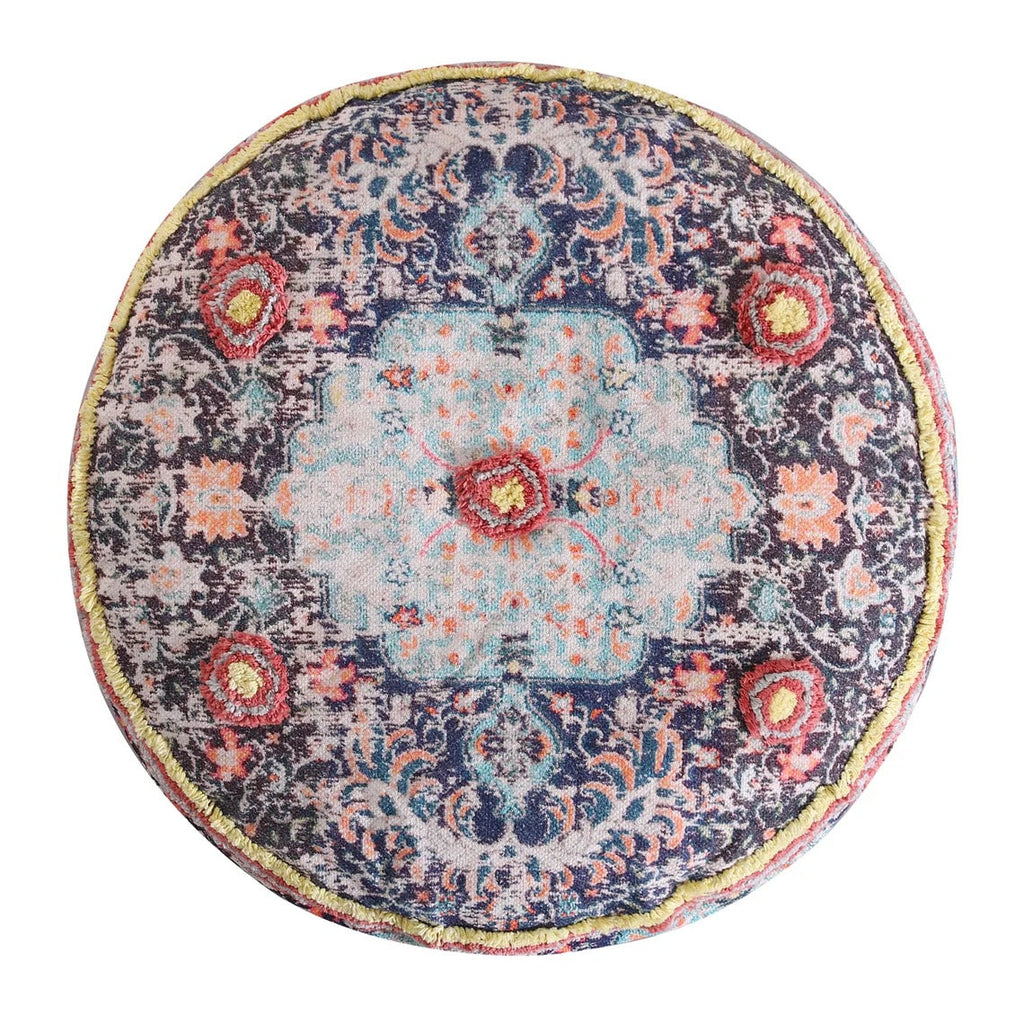 Moroccan Ottoman Cushion Cover, Pouf - Round Footstool