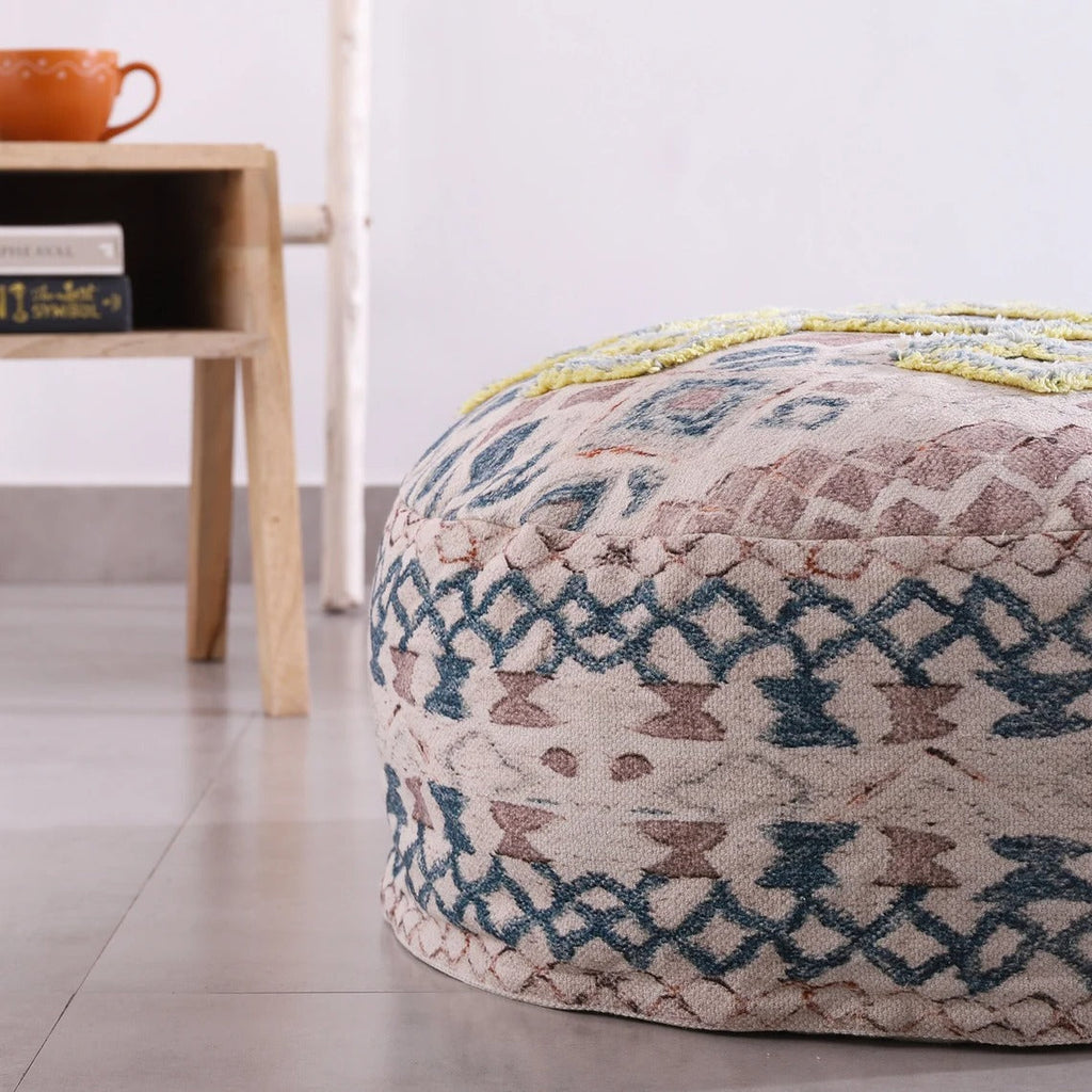 Moroccan Ottoman Cushion Cover, Pouf, Footstool - Pale Circle
