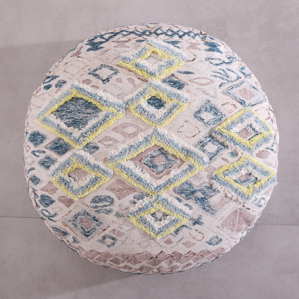 Moroccan Ottoman Cushion Cover, Pouf, Footstool - Pale Circle