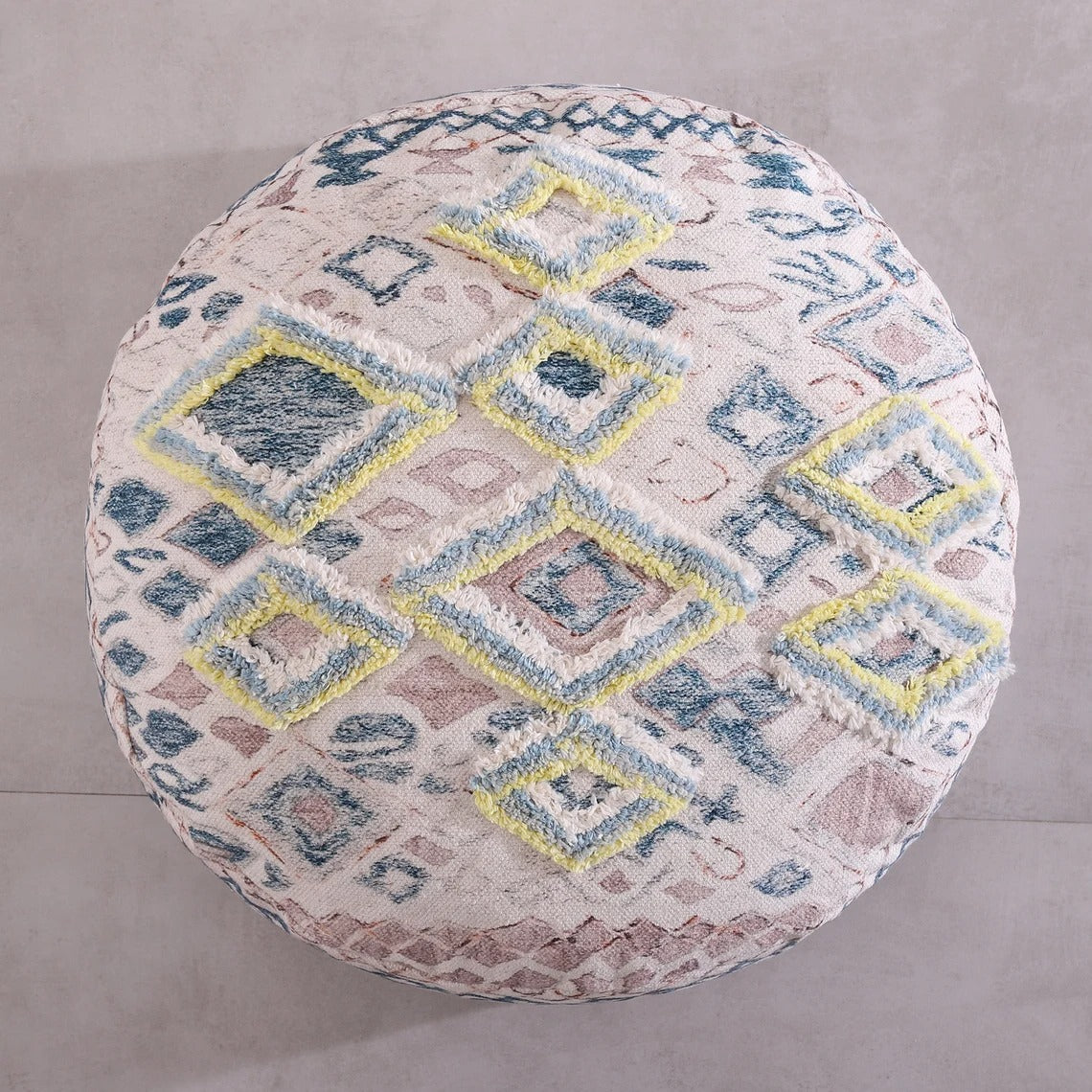 Moroccan Ottoman Cushion Cover, Pouf, Footstool - Pale Circle