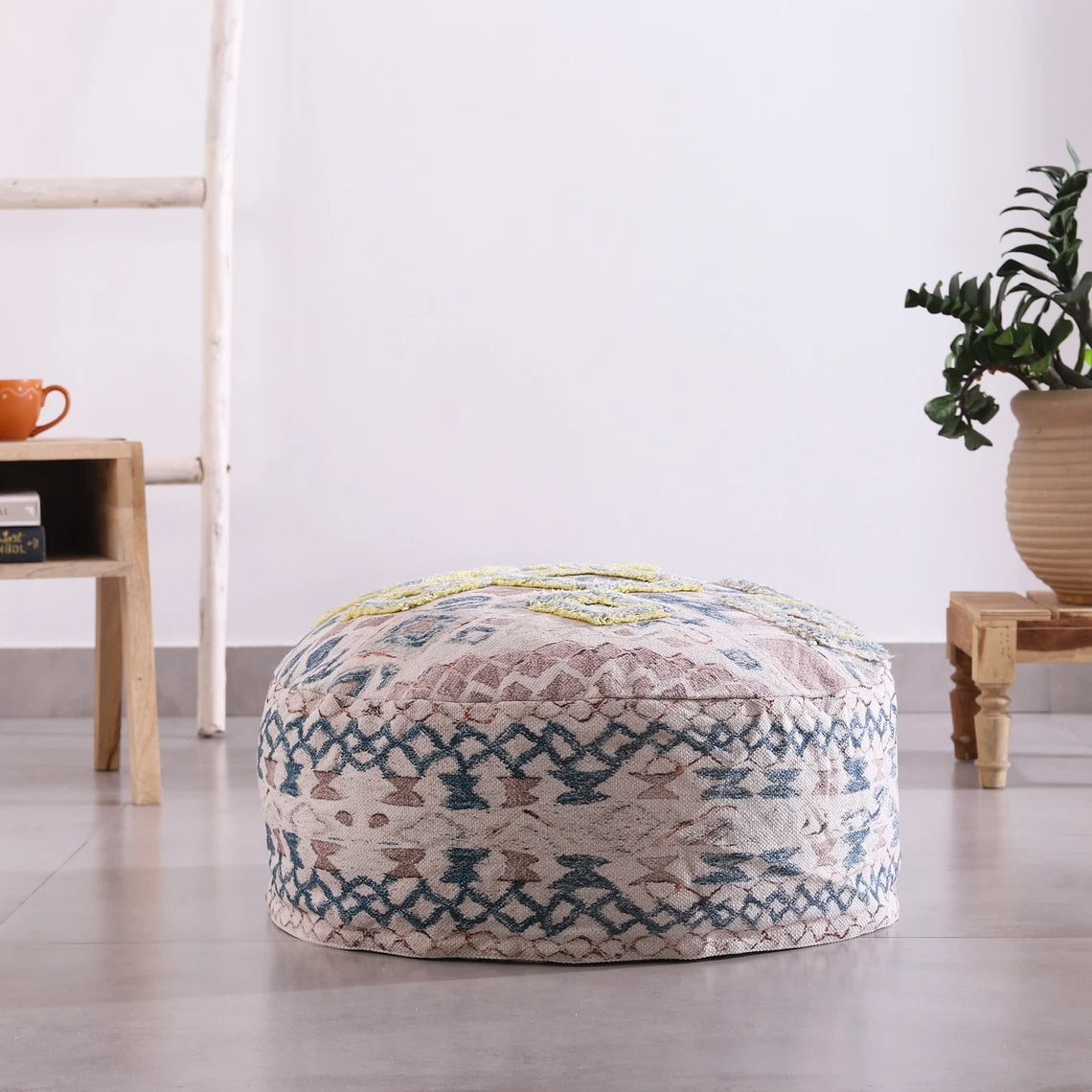 Moroccan Ottoman Cushion Cover, Pouf, Footstool - Pale Circle