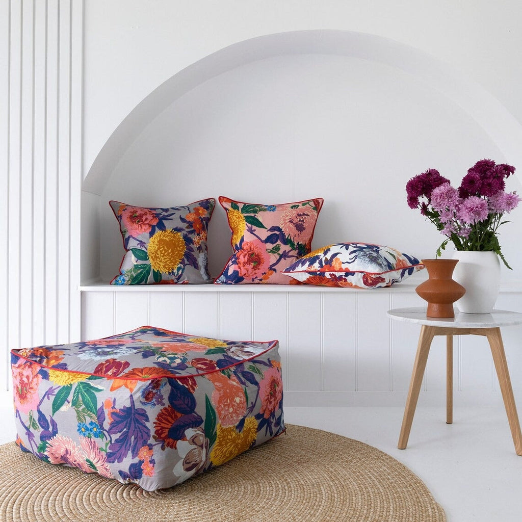 Moroccan Frida Ottoman Cover, Cushion Cover - Grey Lush