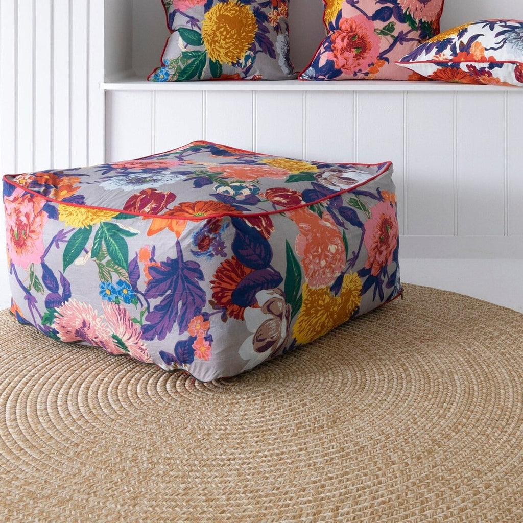 Moroccan Frida Ottoman Cover, Cushion Cover - Grey Lush
