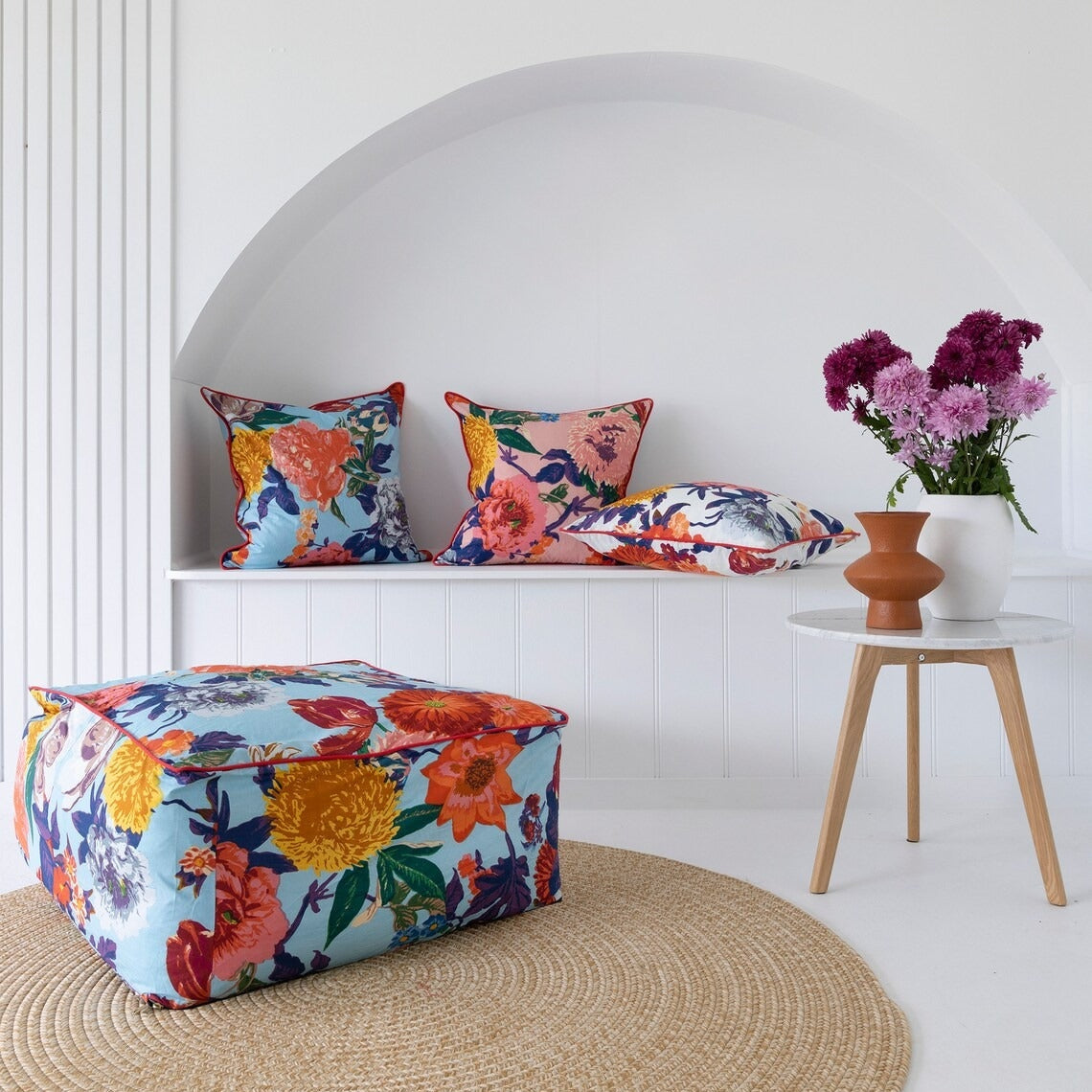 Moroccan Frida Ottoman Cover, Cushion Cover- Sapphire Dream