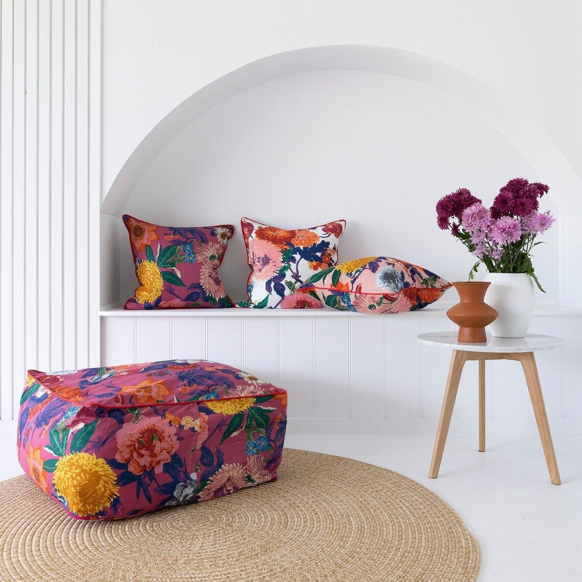 Moroccan Frida Ottoman Cover, Cushion Cover- Mossy Pink