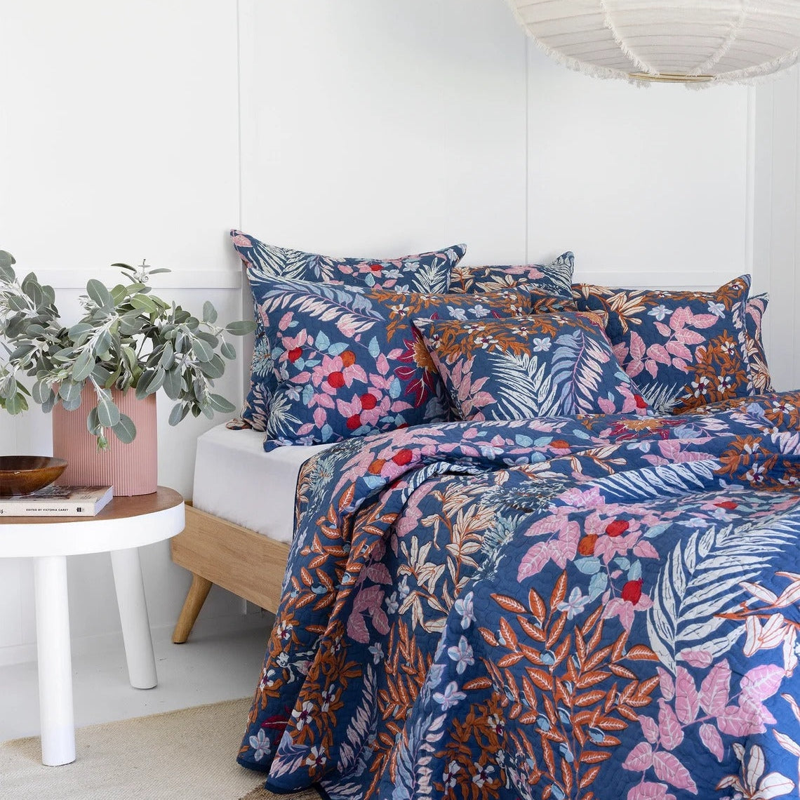 Floral Cotton Quilt Bedspread Comforter Duvet- Blue Monkey