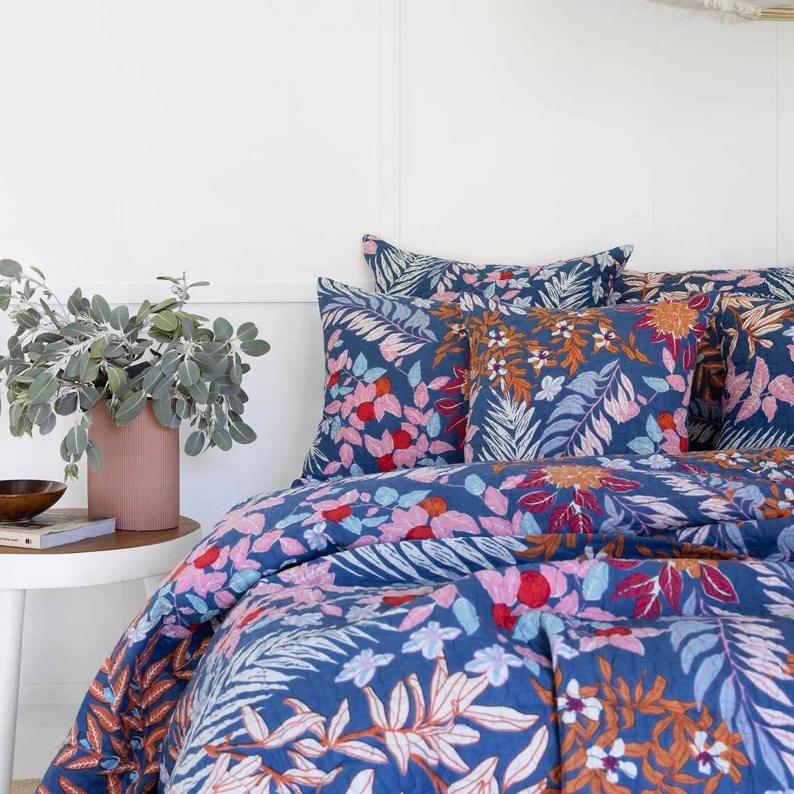 Floral Cotton Quilt Bedspread Comforter Duvet- Blue Monkey