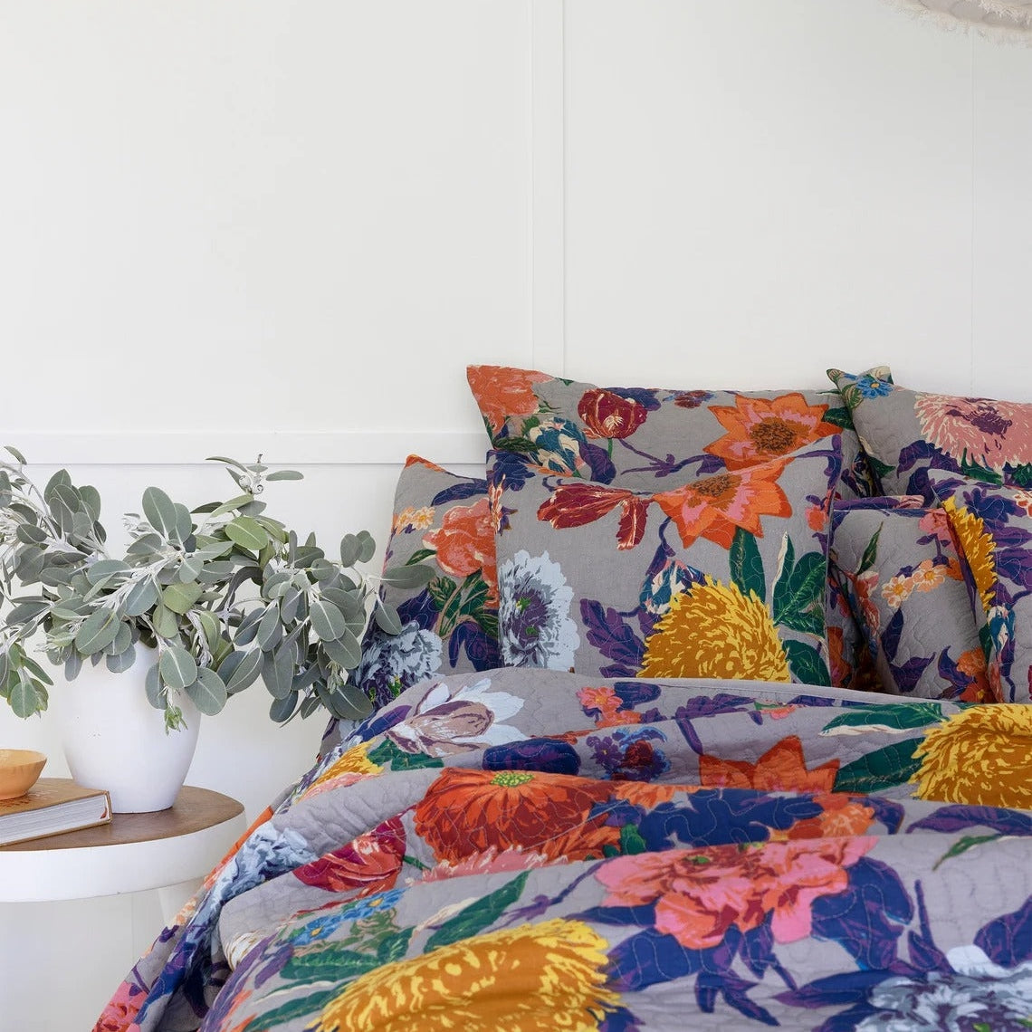 Floral Cotton Quilt Bedspread Comforter Duvet- Purple Anthro